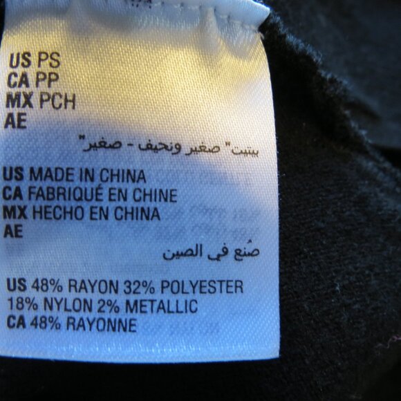 Alfani Black Sweater ¾ Sleeve Gold & Silver Accents Soft Size Petite Small - Picture 8 of 9